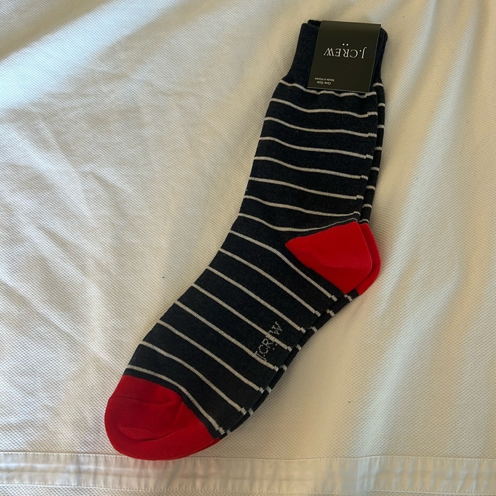 J crew mens dress socks, navy, white, red one size